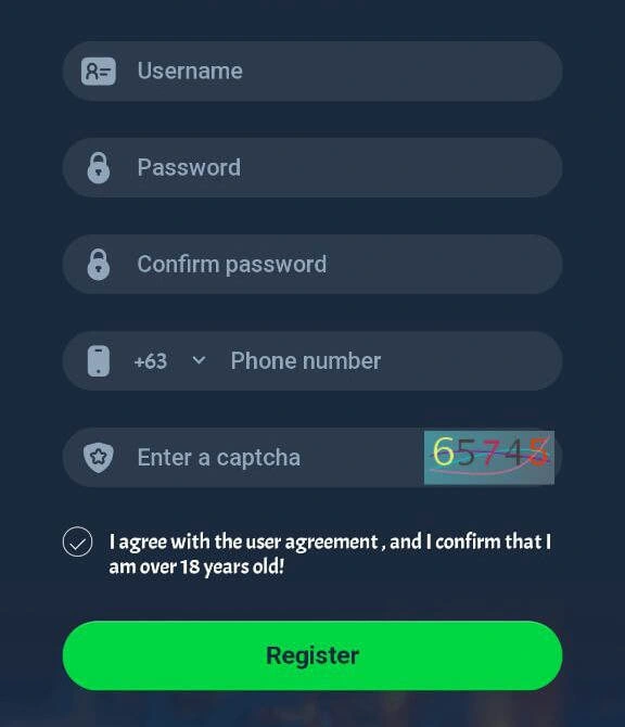 RG777 register page for new users joining the online casino